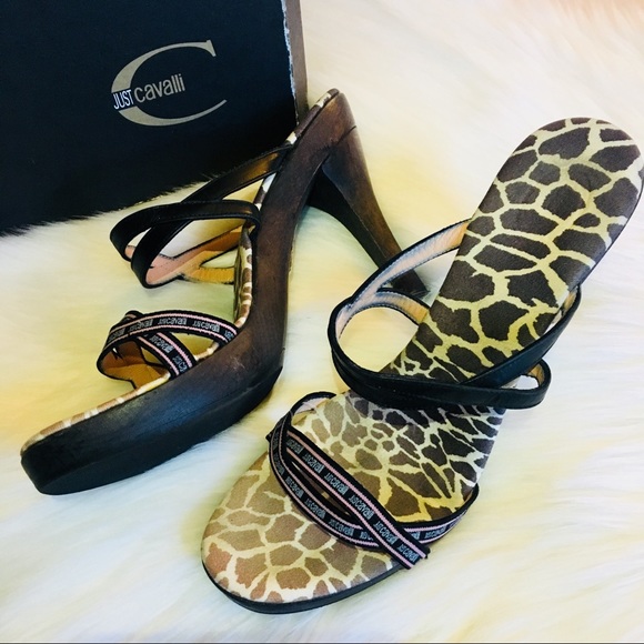 Just Cavalli Y2K Open Toe Wood Heel